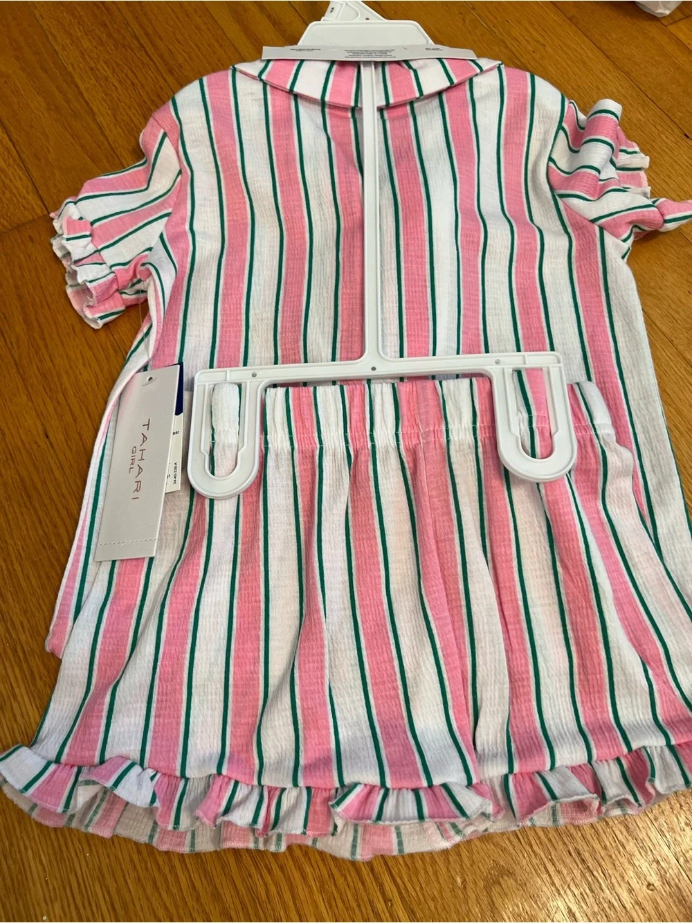 Tahari Kids Pink Stripe Pajama Set with headband Mama & Me